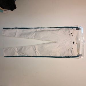 RAG & BONE WHITE SKINNY JEANS WITH LEATHER ACCENT